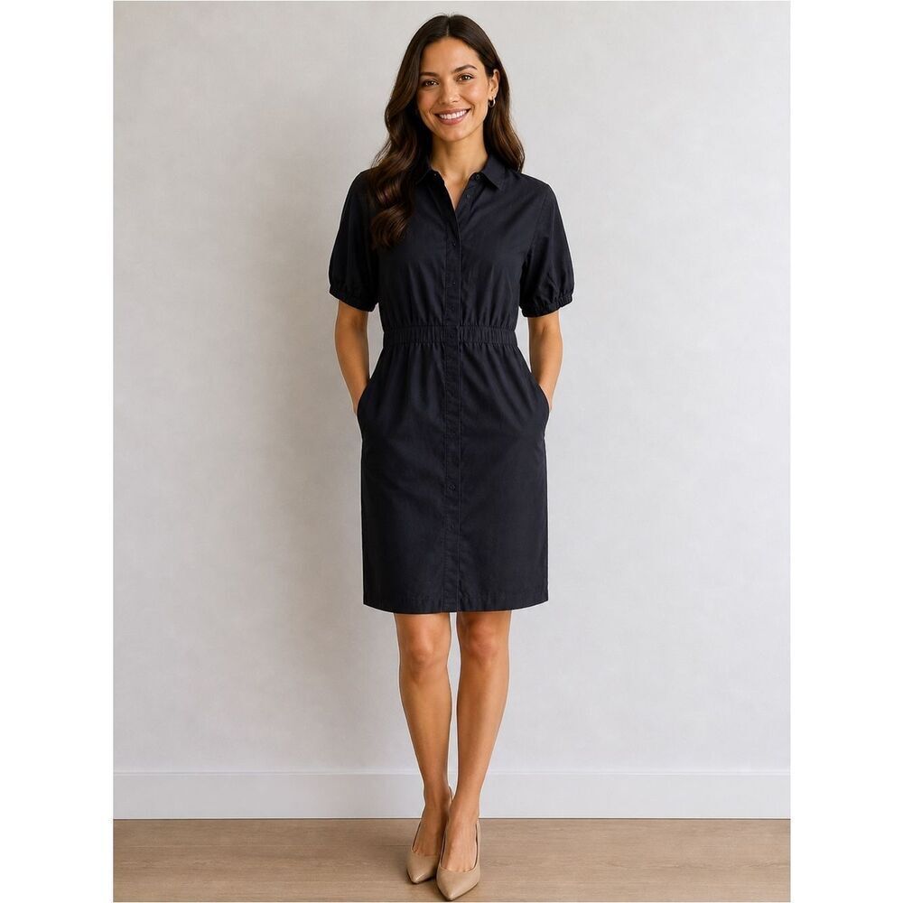 Narciso Rodriguez Black Shirt Midi Dress Pockets Minimalist Luxury SZ 46 or XL